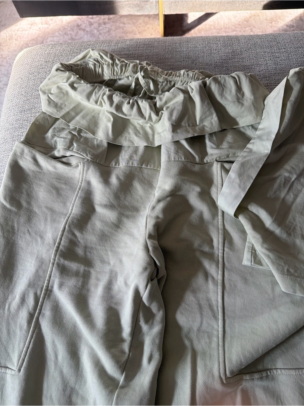 Zara Light Sage Green Paperbag Waist Joggers